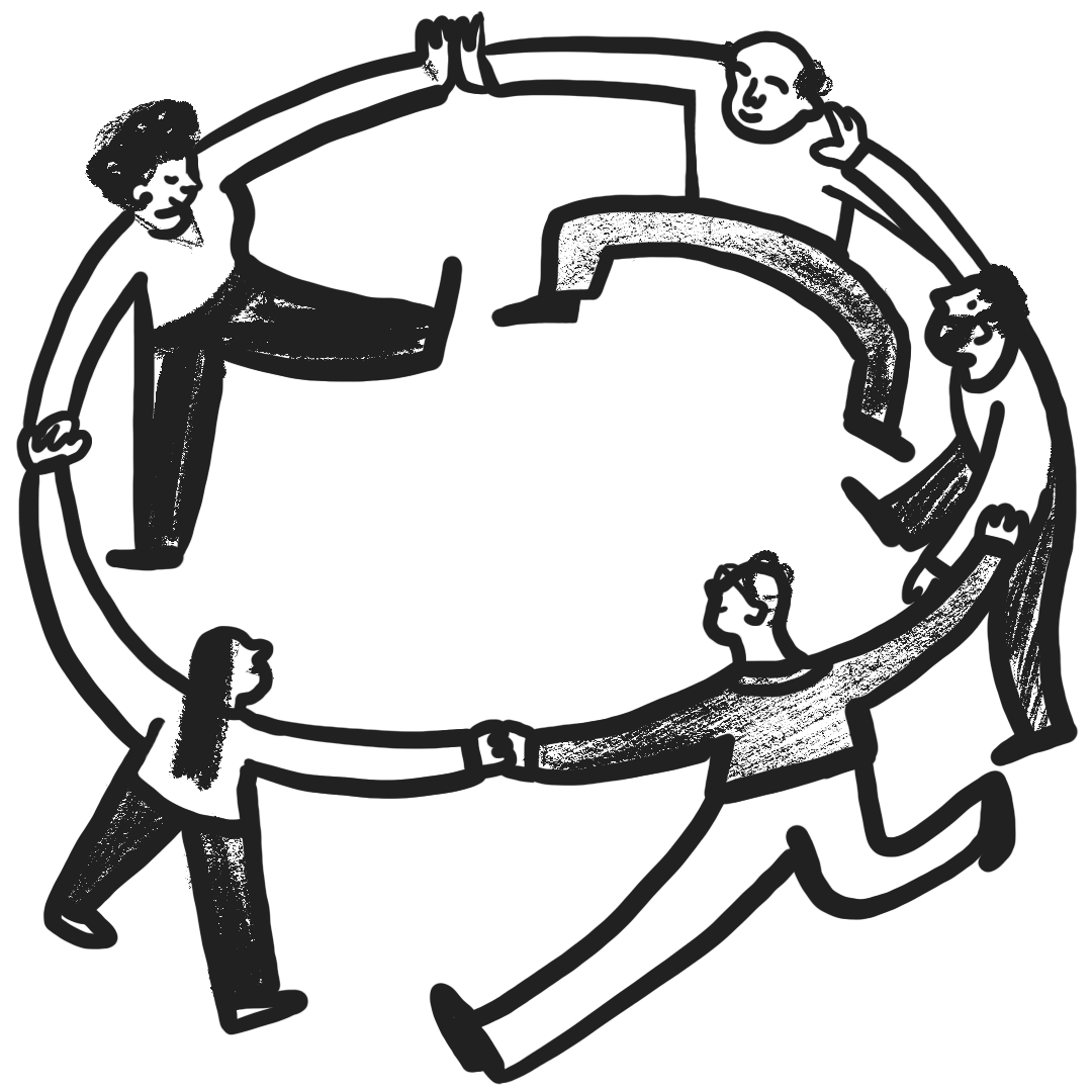 Group of people holding hands in a circle