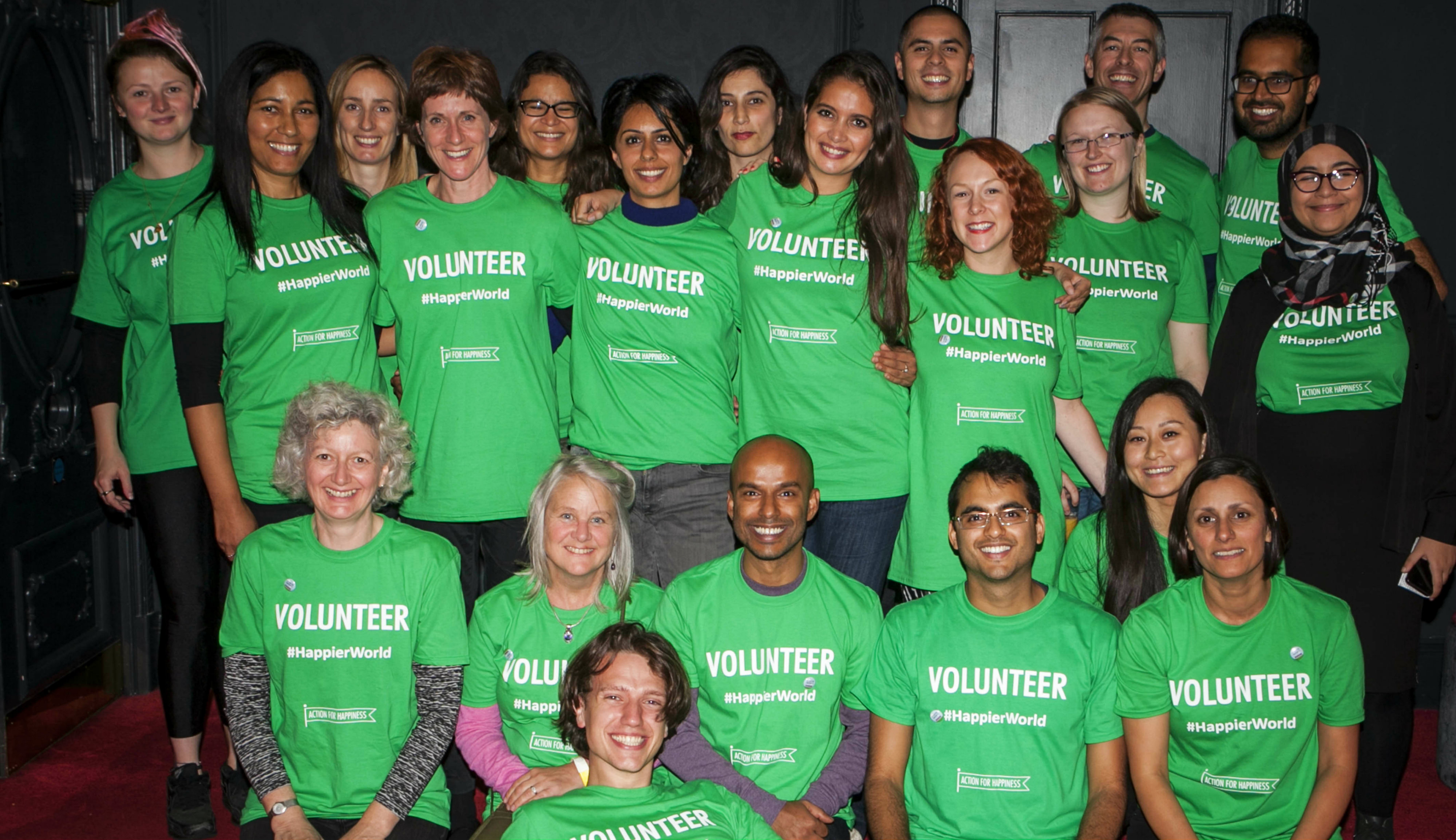 volunteer faces in a cluster