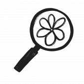 Awareness, magnifying glass with flower